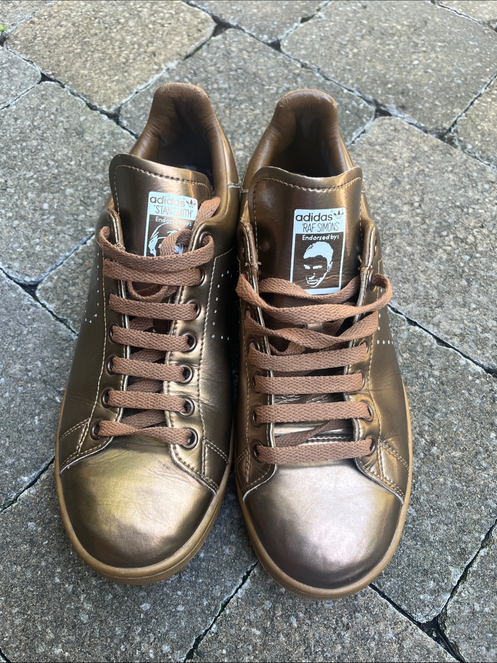 RAF SIMONS x ADIDAS bronze Stan Smith  shoes, size 7.5